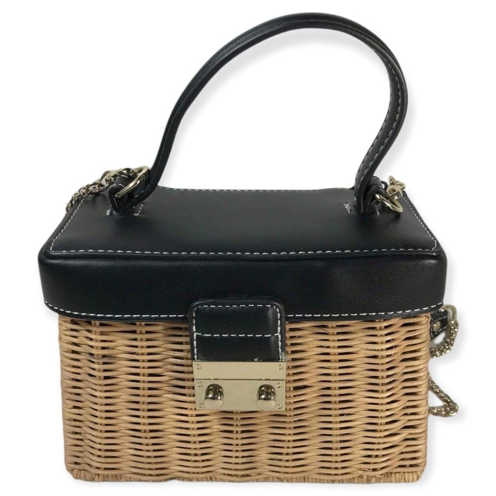 ZARA Rattan Box Bag with Handle